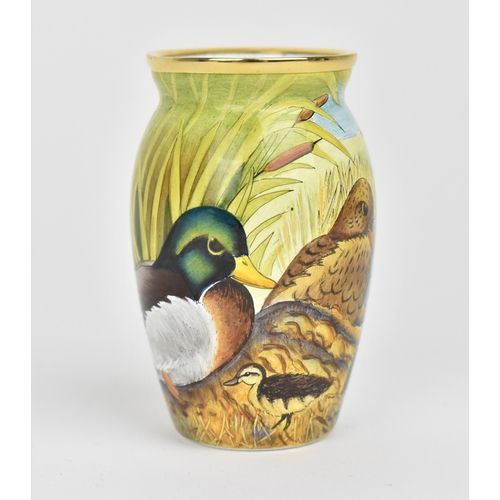 137 - A Moorcroft Enamels Ltd miniature vase with painted mallards pattern designed by Stephen Smith, pain... 