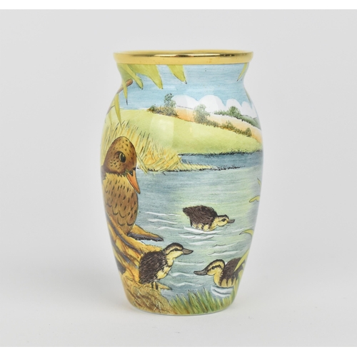 137 - A Moorcroft Enamels Ltd miniature vase with painted mallards pattern designed by Stephen Smith, pain... 