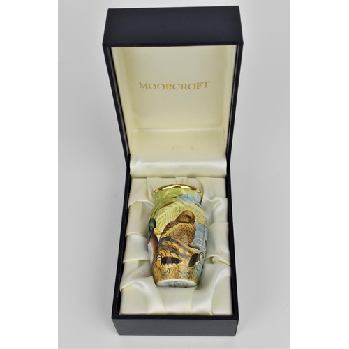 137 - A Moorcroft Enamels Ltd miniature vase with painted mallards pattern designed by Stephen Smith, pain... 