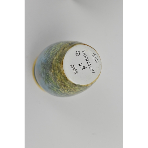 138 - A limited edition Moorcroft enamels Ltd miniature baluster vase by Terry Halloran, in the 'Ducks' pa... 