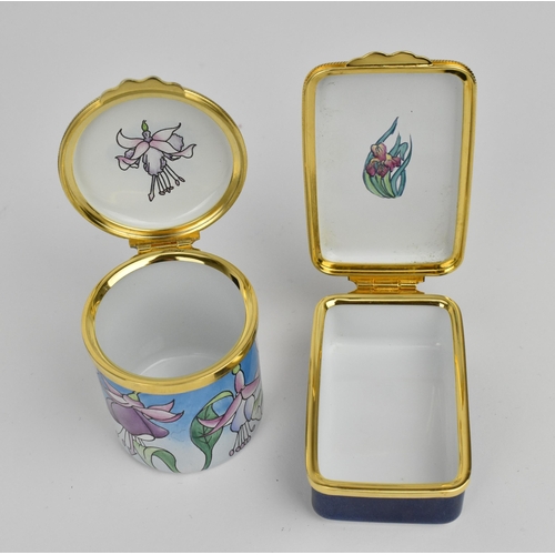 145 - Two Moorcroft Enamels Ltd hinged boxes to include one painted by E. Todd, depicting a water landscap... 