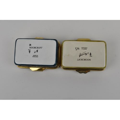 146 - Two Moorcroft Enamels Ltd pill boxes with hinged lids, one painted with snakes head fritillaries, ar... 