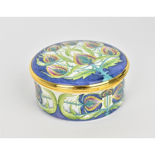 152 - A Moorcroft Enamels Ltd box with hinged lid, in the 'Teasel' pattern, 2004, designed by Philip Gibso... 