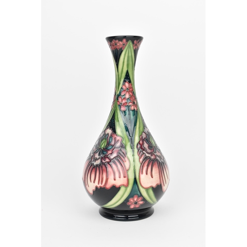160 - A Moorcroft pottery vase by Rachel Bishop, limited edition no. 144, 2008, of baluster form with slen... 