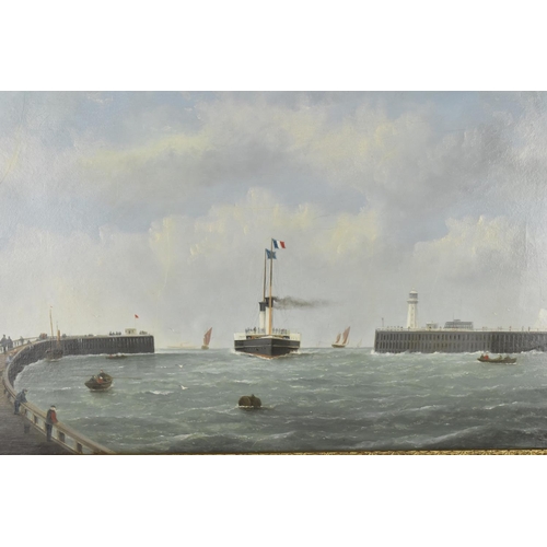 121 - British School, 20th Century
maritime scene of a French ocean liner entering a port, signed 'C Mears... 