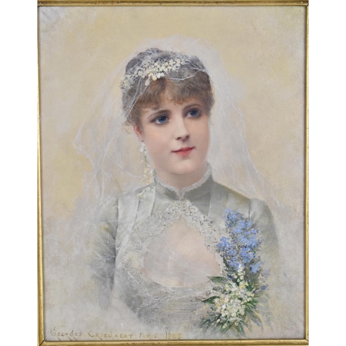 122 - Georges Croegaert (Belgium, 1848-1923)
Portrait of a Belle Epoque bride in a veil, signed lower left... 