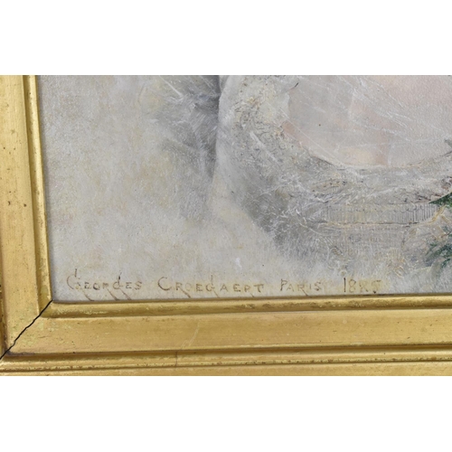 122 - Georges Croegaert (Belgium, 1848-1923)
Portrait of a Belle Epoque bride in a veil, signed lower left... 