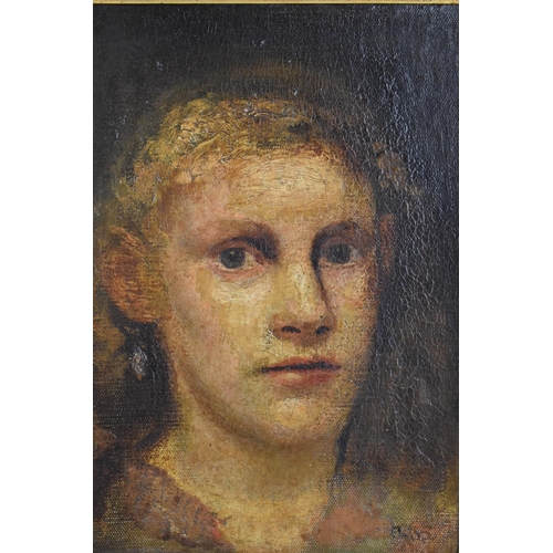 123 - Possibly by Vratislav Nechleba (Russian, 1885-1965)
close up portrait of a boy, against a dark groun... 