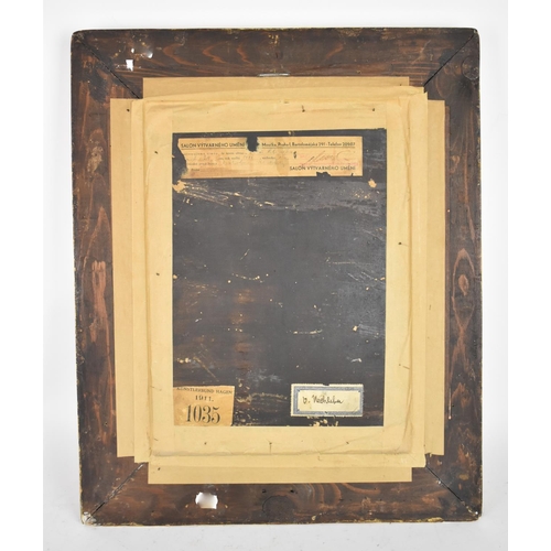 123 - Possibly by Vratislav Nechleba (Russian, 1885-1965)
close up portrait of a boy, against a dark groun... 