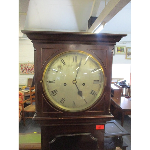 113 - A 19th century mahogany long case clock fitted with an 8-day movement and silvered dial with Roman n... 