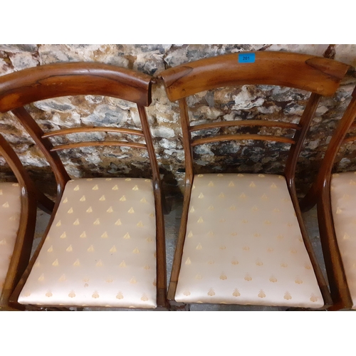 201 - Four rosewood chairs with drop seats having a gold coloured upholstery with wasp design
Location: A1... 