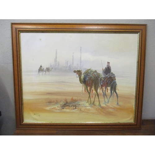 219 - Sung H Jee - a desert scene with man on camel back with a town to the distance
Location: BWR