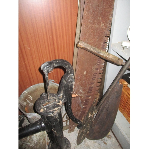 233 - A mixed lot to include a garden rake, tin buckets, Eclipse sprayer, scales and other items
Location:... 