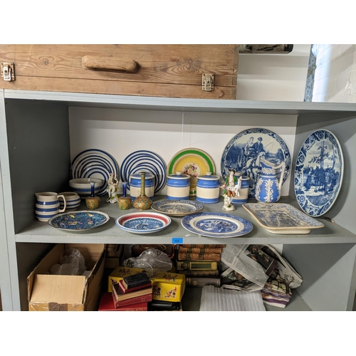 123 - Ceramics to include T G Green storage jars with black backstamps, Doulton Slaters patent vases, Corn... 