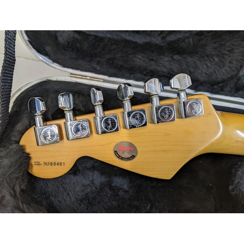 112 - A Fender Stratocaster made in USA serial number N569481, 1995, with a Fender carrying case
Location:... 