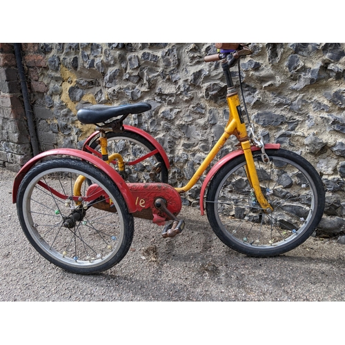 186 - A vintage Pashley handmade child's tricycle in red and yellow
Location: LAF