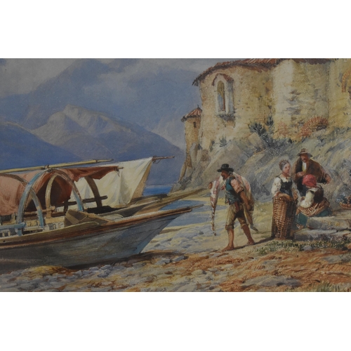 121 - David Hall Mckewan (1817-1873) British, 'On the Lake de Como' depicting an Italian lakeside view wit... 