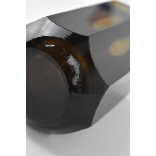 108 - A contemporary Daum glass vase, in smoky quartz with faceted tubular body, the underside with etched... 