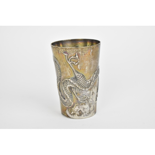 148 - A Chinese export silver beaker, late 19th/early 20th century, possibly by Po Cheng, Hong Kong, with ... 