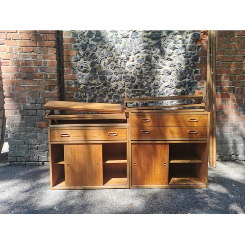 106 - A Danish Randers PS teak wall modular system, 1960s, comprising  two hanging units with drawers, two... 