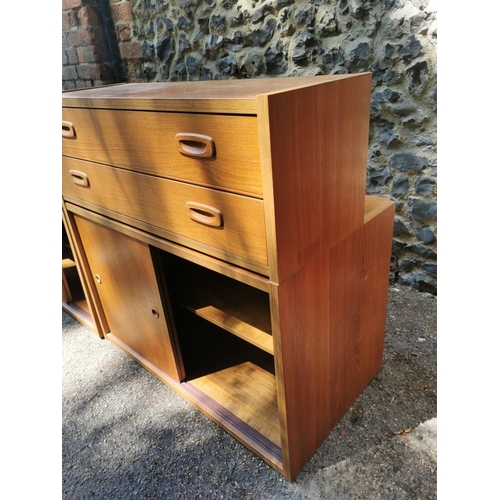 106 - A Danish Randers PS teak wall modular system, 1960s, comprising  two hanging units with drawers, two... 