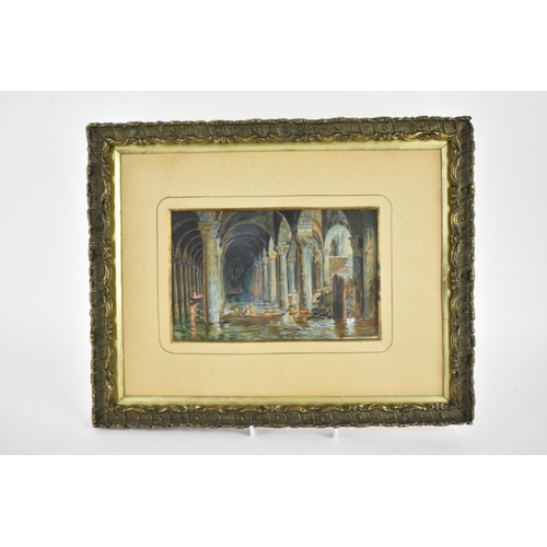 184 - Continental School - late 19th century - 'In the Crypt, Sunken Palace, Istanbul', watercolour, 12.5c... 