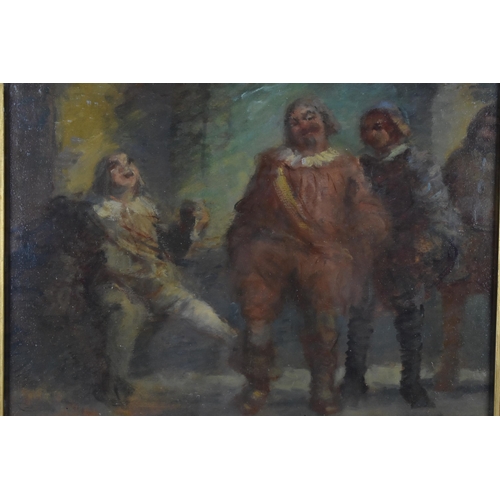 187 - Attributed to Victor Borregaard (1875-1939) Danish, figural painting depicting men drinking, initial... 