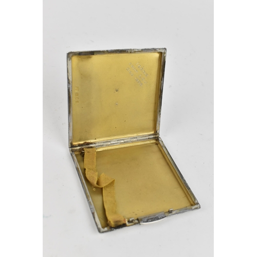 188 - A George VI silver and enamel cigarette case by H C Freeman Ltd, London 1937, of square shape with e... 