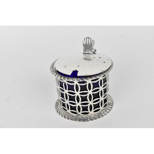 192 - A Victorian silver mustard pot by William Hutton & Sons, London 1896, with pierced body and chimera ... 