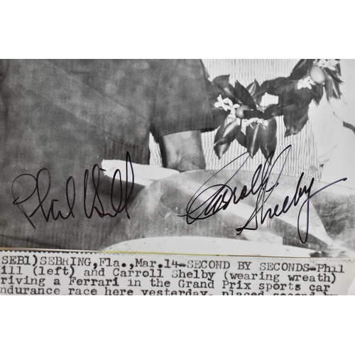 205 - Motor Racing Phil Hill and Carroll Shelby signed photograph, a day after driving at the Sebring Inte... 