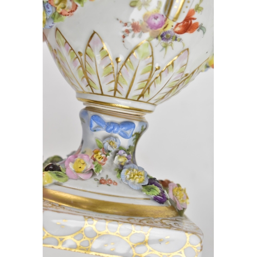 209 - A pair of Carl Thieme painted and encrusted porcelain vases, Potschappel (Dresden), circa 1890, the ... 