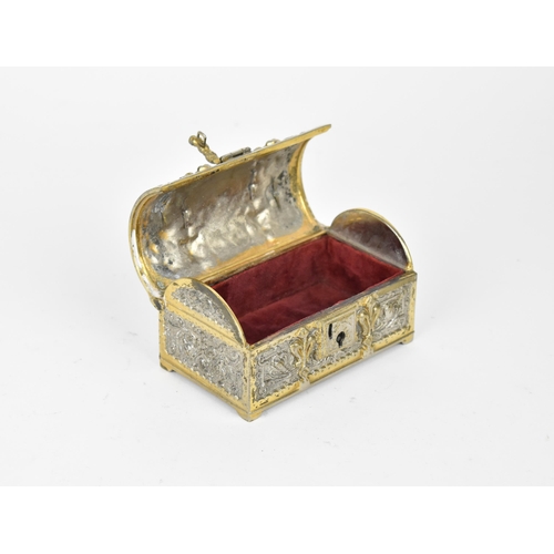 73 - An early 20th century Jugendstil style miniature casket by Erhard & Sohne, with art nouveau stylised... 