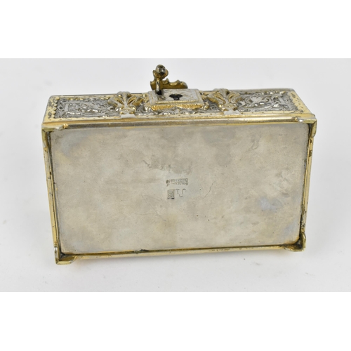 73 - An early 20th century Jugendstil style miniature casket by Erhard & Sohne, with art nouveau stylised... 