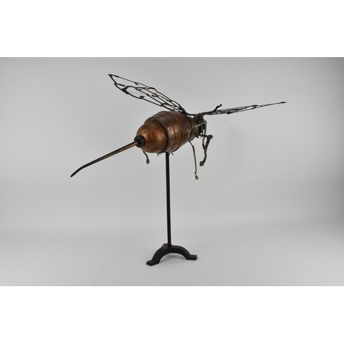 112 - Matt Cobb, Riveting Welds - a sculpture of a bee in recycled coper and other metals, comprising of a... 