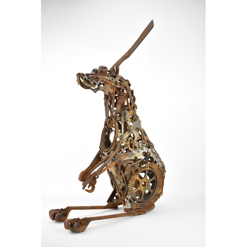 113 - Matt Cobb, Riveting Welds - a sculpture of a rabbit in recycled metal objects to include spanners, c... 