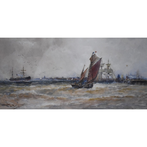 213 - Thomas Bush Hardy (1842-1897) British, Vessels E. Wittering Harbour, a pair of harbour scenes with s... 