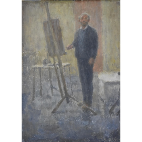 215 - William Mason (British 1906-2002) self portrait of the artist in his studio, circa 1960, oil on pape... 