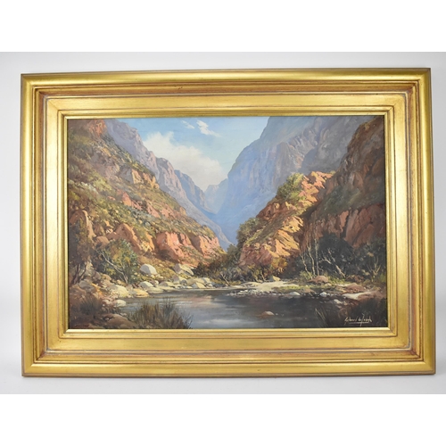 220 - Gabriel De Jongh (1913-2004) a South African canyon scene, oil on canvas signed LR, 61cm x 92cm, in ... 