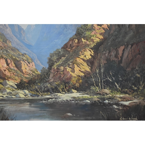 220 - Gabriel De Jongh (1913-2004) a South African canyon scene, oil on canvas signed LR, 61cm x 92cm, in ... 