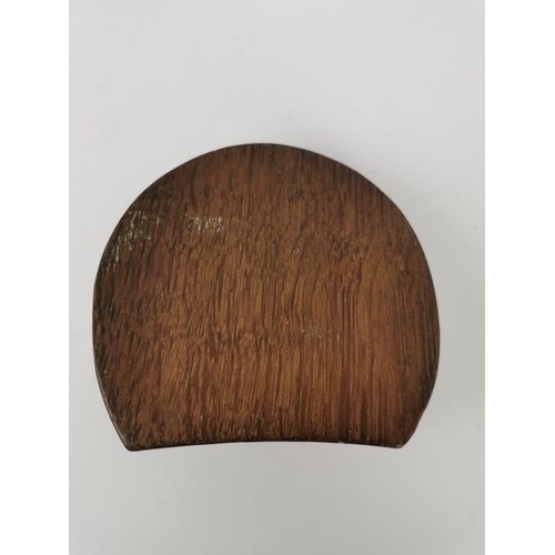 77 - Robert 'Mouseman' Thompson of Kilburn (1876-1955), a carved oak and steel horseshoe pin tray, with s... 