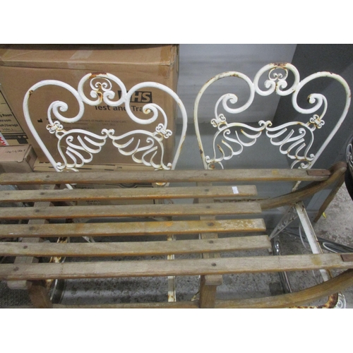 67 - A mixed lot to include two white painted metal garden chairs (without seats), a vintage wooden tobog... 