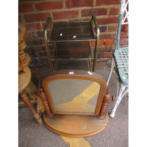 71 - Mixed small furniture to include a Captain's chair, oak book and magazine rack, Victorian mahogany s... 