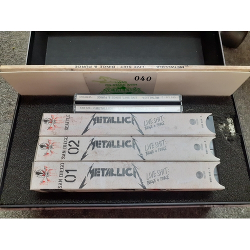 70 - A black leather jacket with hand painted Metallica image to the rear, dated and hand painted 'Metal ... 