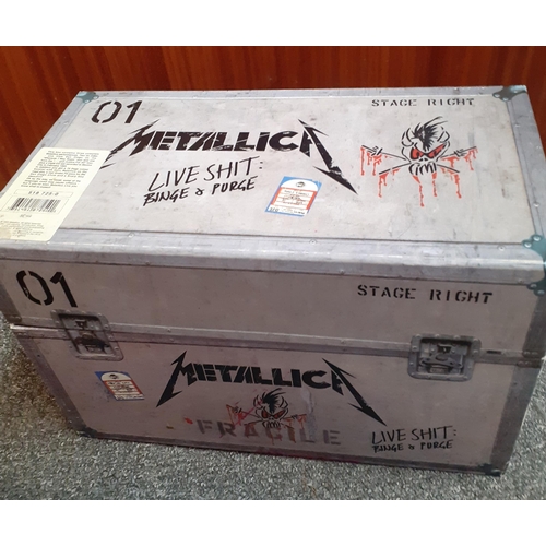 70 - A black leather jacket with hand painted Metallica image to the rear, dated and hand painted 'Metal ... 