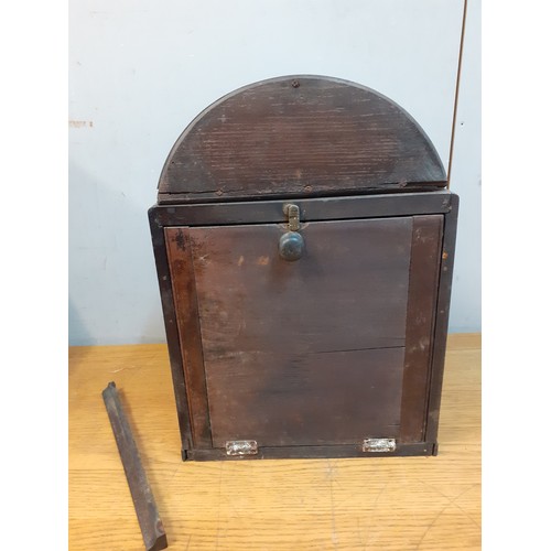 64 - A vintage Select tooth & nail brushes mahogany cabinet with domed glass front and internal glass she... 