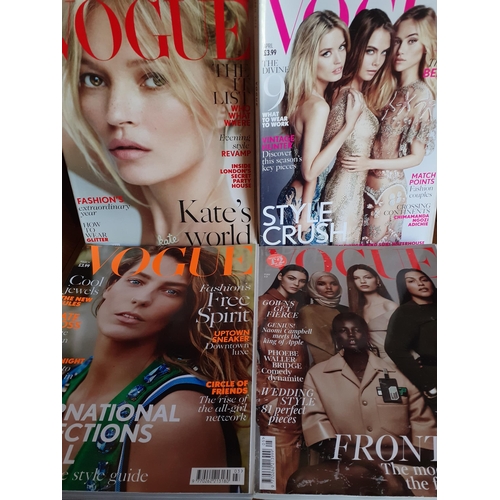 104 - A quantity of 17 Vogue magazines in good order, 2011-2018, incomplete run.
Location: RWM