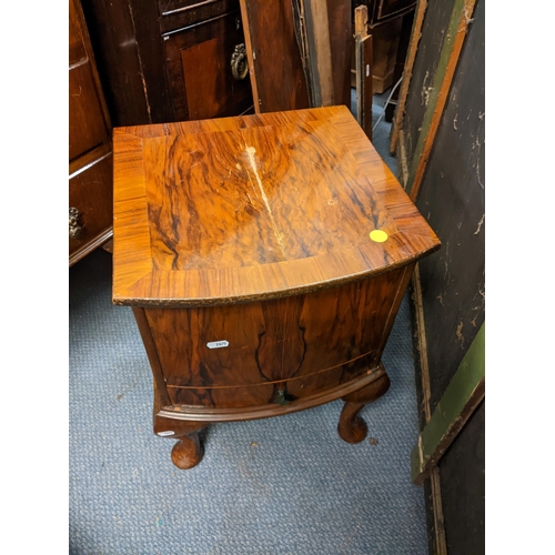 154 - A mid 20th century mahogany bureau together with a walnut sewing cabinet, drum table and an occasion... 