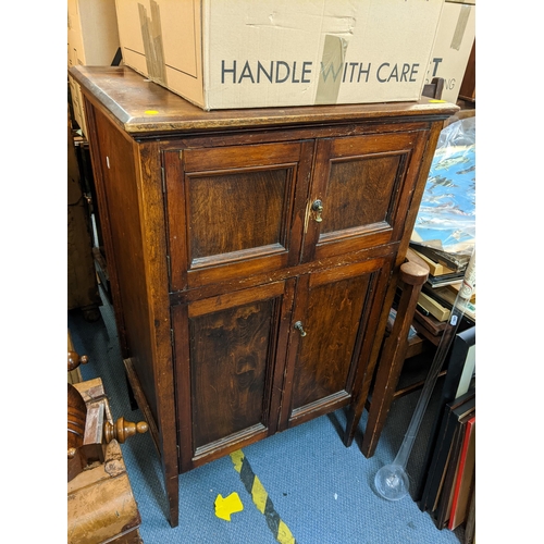 156 - An early 20th century mahogany serpentine fronted sideboard/serving table, 84cm h x 123cm w, togethe... 