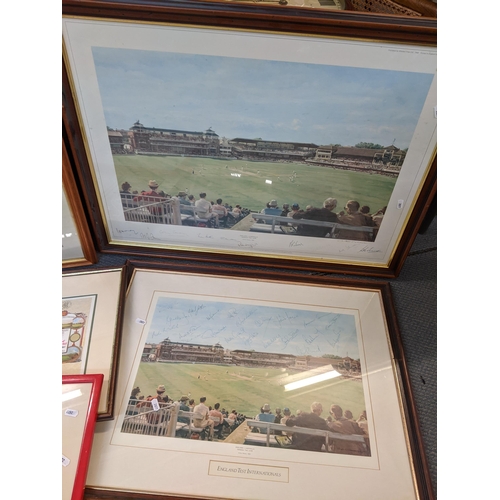 167 - Cricket related pictures to include two Arthur Weaver signed limited edition prints signed by Artist... 