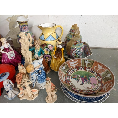 209 - A mixed lot to include Japanese porcelain, figures to include Coalport ladies, Thorntons teapot and ... 